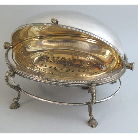 An early 20th Century silver plated bacon dish
