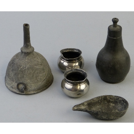 A pair of early 18th Century pewter salts