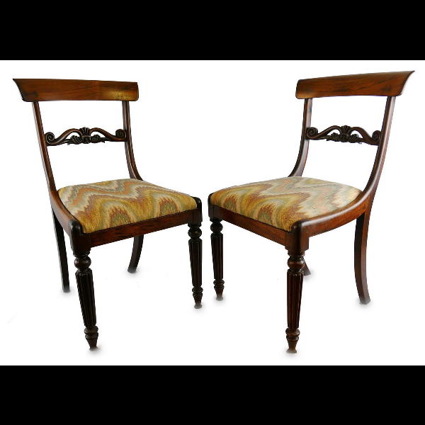 A set of four 19th century rosewood dining chairs
