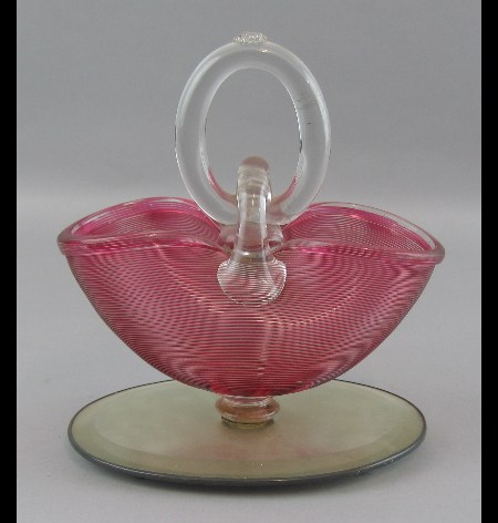 A late Victorian ruby ribbed basket